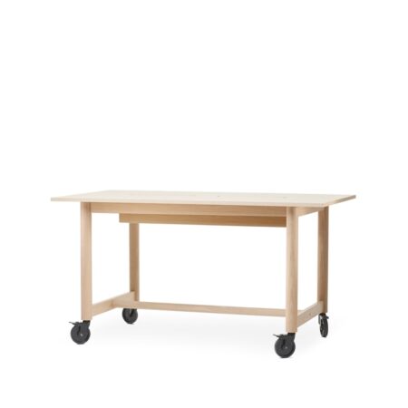 A2 Connect skrivebord eg hvidolieret, sorte hjul, H90