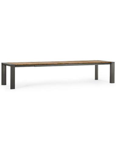 Cameron Havebord med udtræk i aluminium og teaktræ 253 - 384 x 110 cm - Charcoal/Teak