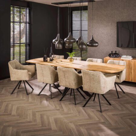 Fleet - Spisebord i massiv akacietræ med 2 tillægsplader