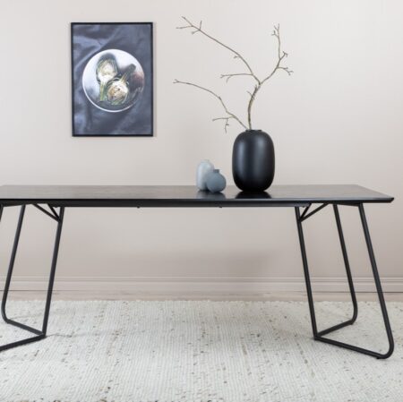 Pontius - Spisebord i sort egefiner og sort understel, rektangulær 90 x 190 cm