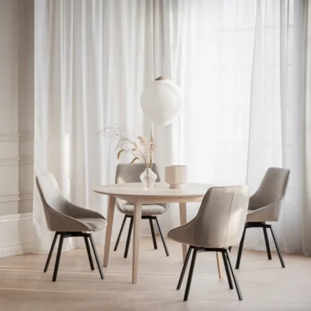 ROWICO Filippa spisebord, hvidpigmenteret egetræ ø120cm