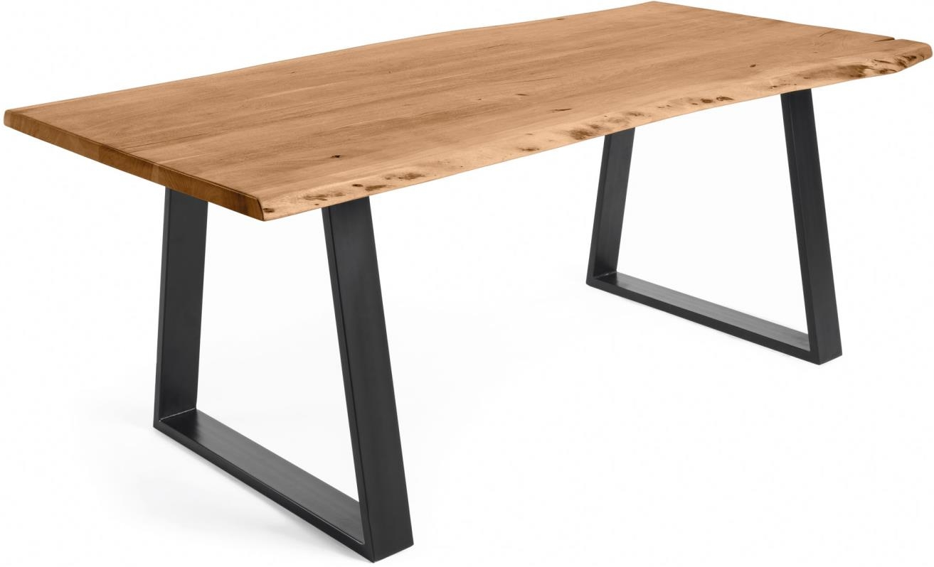 Alaia, Spisebord, natur/sort, H77x180x90 cm, massiv træ Alaia, Spisebord, natur/sort, H77x180x90 cm, massiv træ