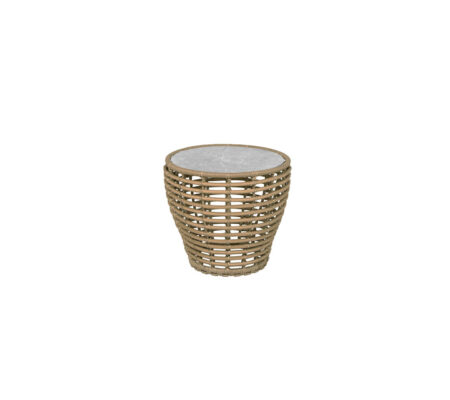 CANE-LINE BASKET LILLE SOFABORD M/ GRÅ BORDPLADE - NATURAL WEAVE 50