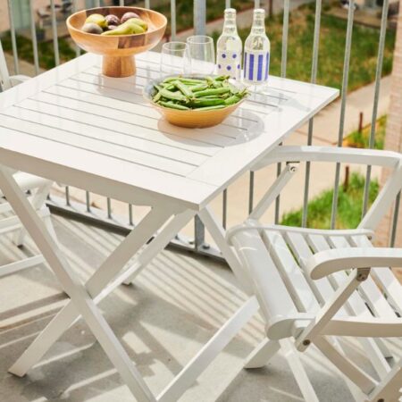 Dales - Spisebord i hvid mahogni, foldbar, 70 x 70 cm.