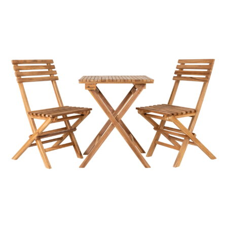 HOUSE NORDICÂ Cafésæt, 2 stole og 1 bord, teak, natur