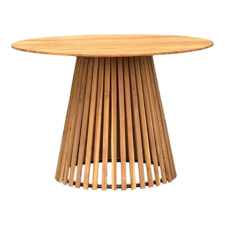 Nashville Spisebord - Spisebord, Teak Bordplade, Teak Base, Natur Ø130X74 Cm