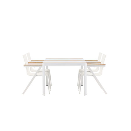 Togo havesæt bord 90x150cm hvid, 4 stole hvid