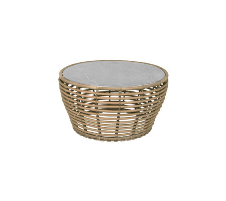 CANE-LINE BASKET MEDIUM SOFABORD M/ GRÅ BORDPLADE - NATURAL WEAVE 75