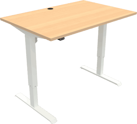 Hæve-/sænkebord ZenNord AdaptDesk to-bens firkantet natur/hvid 25 mm MFC bordplade højde 68-118 cm