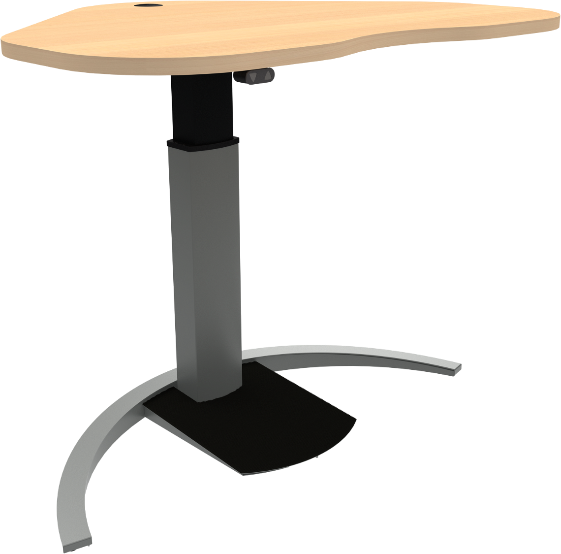 Hæve-/sænkebord skrivebord enkeltben ZenNord ErgoTable hjerteformet bordplade i bøg med sølv stel højdejusterbart 68-120 cm Hæve-/sænkebord skrivebord enkeltben ZenNord ErgoTable hjerteformet bordplade i bøg med sølv stel højdejusterbart 68-120 cm