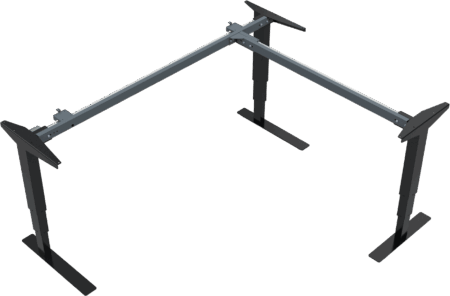 Hæve-/sænkestel ZenNord VersaStand 501-37 sort - 3-søjlet metalstel med elektrisk højdejustering 57-122 cm til bordplader med 60 cm dybde