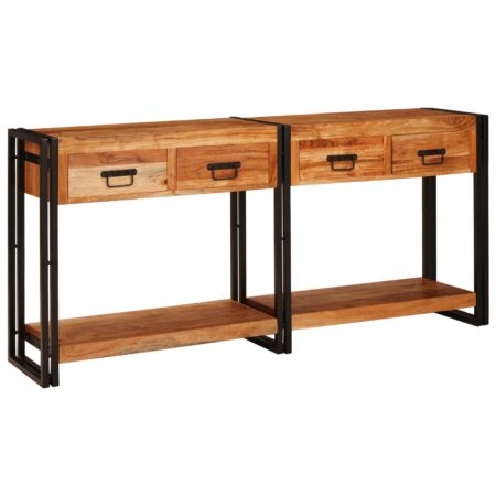 Konsol Bord 2 2 stk Brun 160 x 33 x 75 cm Solid akacietræ