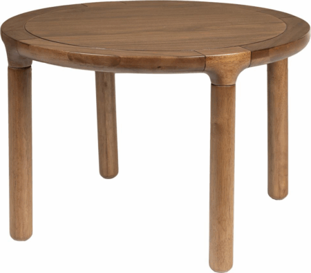 Sofabord/kaffebord Zuiver Storm rundt Ø60 x H40 cm brungrå med asketræsben egefiner bordplade V-rille mønster