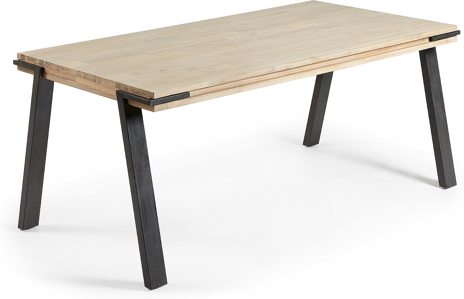 Spisebord Kave Home Thinh i massivt akacietræ med sortmalede stålben 160x90x75 cm industrielt rustikt Spisebord Kave Home Thinh i massivt akacietræ med sortmalede stålben 160x90x75 cm industrielt rustikt