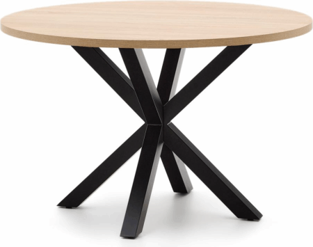 Spisestuebord/spisebord Kave Home Argo rundt Ø120 cm natur/sort moderne nordisk