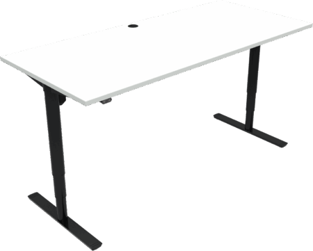 To-bens hæve-/sænkebord skrivebord ZenNord ComfortZone firkantet 180x80 cm (65-125 cm justerbar) hvid MFC bordplade med sorte ben