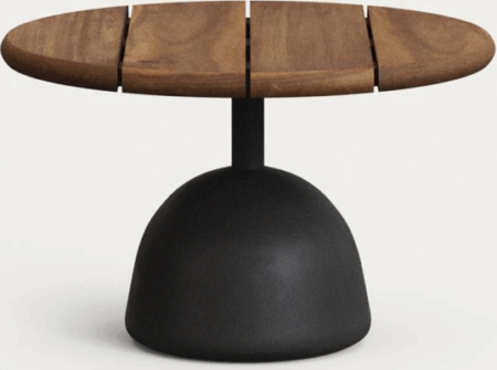 Udendørs sofabord Kave Home Saura rund Ø55 cm akacietræ cement sort/mørk natur