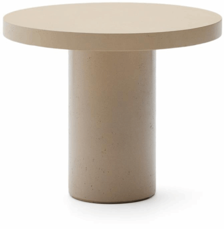 Udendørs spisebord Kave Home Aiguablava rund cementfiber beige Ø90 x H75 cm
