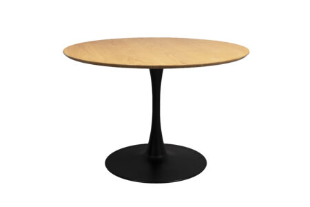 WHITE LABEL LIVING Raku spisebord, rund - natur egefinér og sort metal (Ø110)