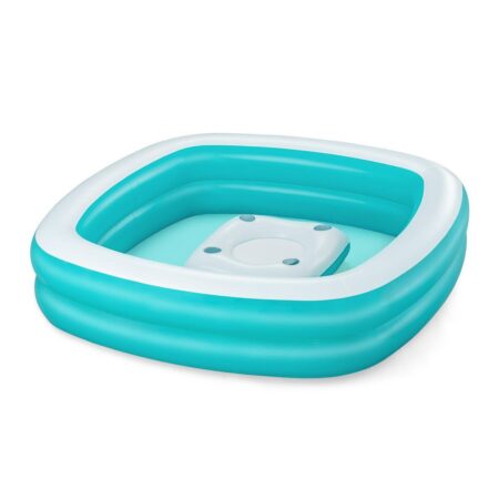 Bestway oppustelig børnepool med flydende bord, 218 × 218 × 48 cm, firkantet