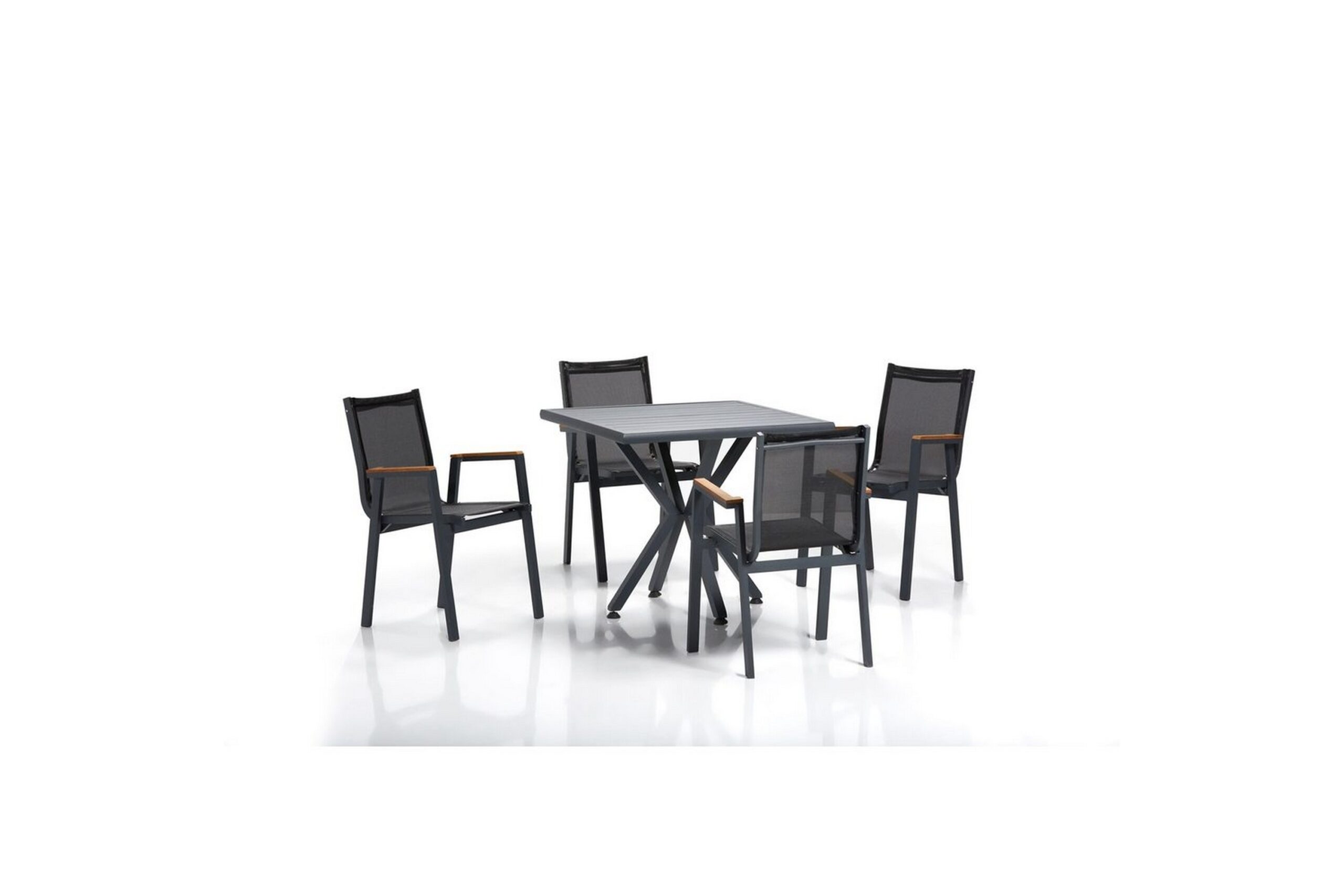 Havebord og stol sæt (5 dele) Belorhaven Grå / Sort - Sort/Grå Havebord og stol sæt (5 dele) Belorhaven Grå / Sort - Sort/Grå