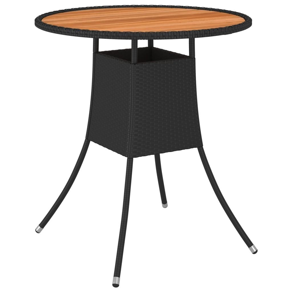 Spisebord til haven Ø70 cm polyrattan og massivt akacietræ sort Spisebord til haven Ø70 cm polyrattan og massivt akacietræ sort