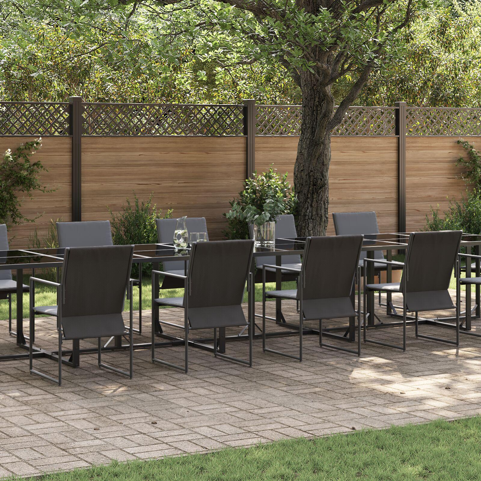 19 Delt Have Spisebord Sæt med Puder Stål og Textilene 19 Delt Have Spisebord Sæt med Puder Stål og Textilene