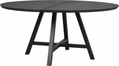 Rundt spisebord Rowico Carradale Ø150 cm A-ben i sort lakeret egetræ og metal