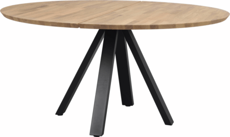 Rundt spisebord Rowico Carradale Ø150 cm i olieret massiv eg og sort metalstel FSC 100 %