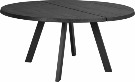 Rundt spisebord Rowico Fred Ø160 cm sort lakeret massiv ask FSC-certificeret med spinkle metalben - tidløs nordisk stil