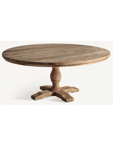 Rundt spisebord i genanvendt teaktræ Ø180 cm - Antik teak