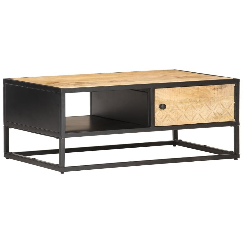 Sofabord med udskåret låge 90x55x36 cm ru mangotræ Sofabord med udskåret låge 90x55x36 cm ru mangotræ