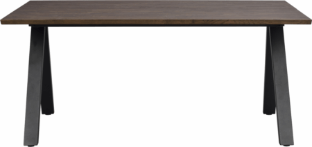Spisebord Rowico Carradale V-ben massiv olieret eg og sort metal 170x100 cm udvideligt med 2 tillægsplader