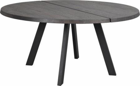 Spisebord Rowico Fred rund Ø160 cm FSC® mørkebrun egetræ og sort metalstel