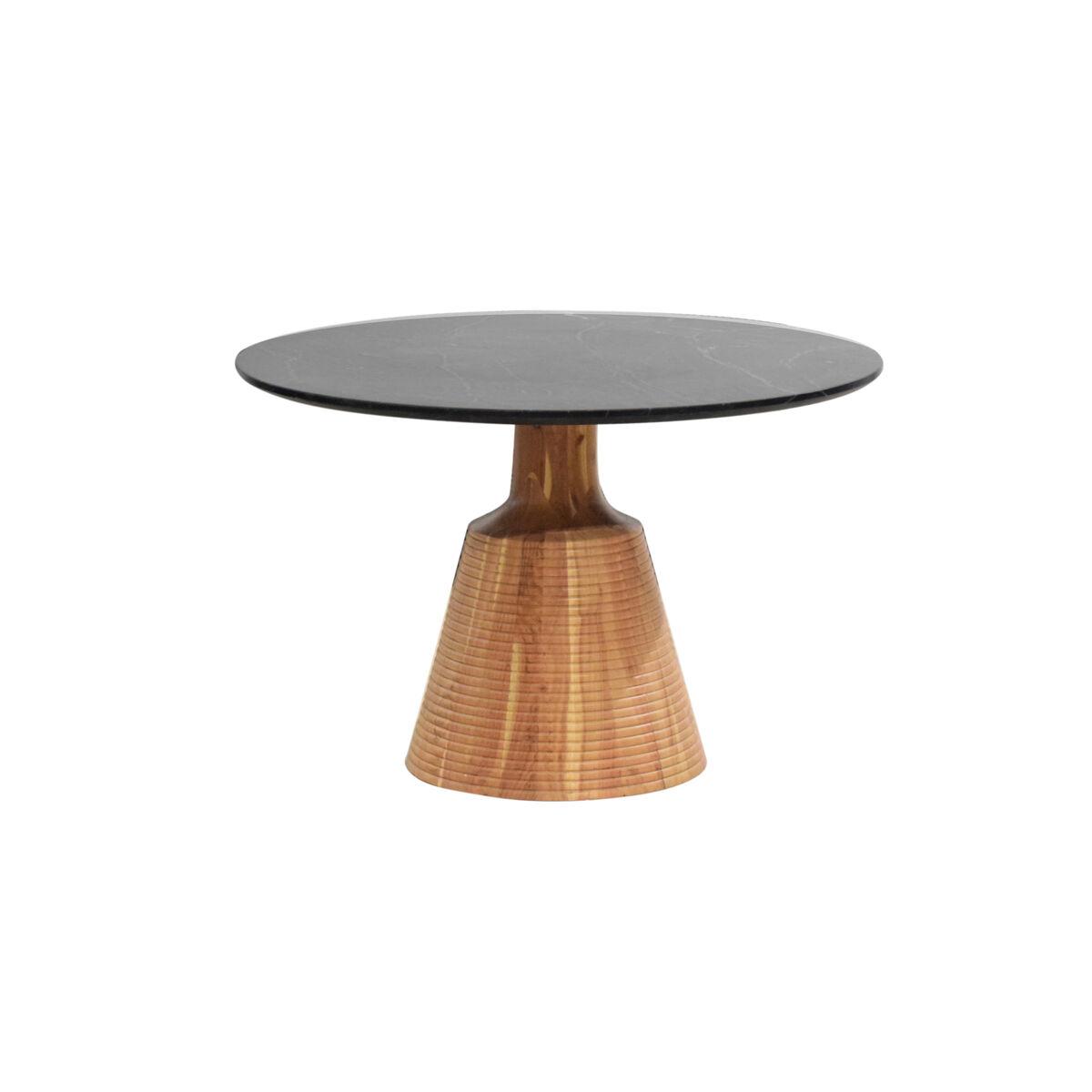 Spisebord - sort marmor og akacie, 115 cm Spisebord - sort marmor og akacie, 115 cm