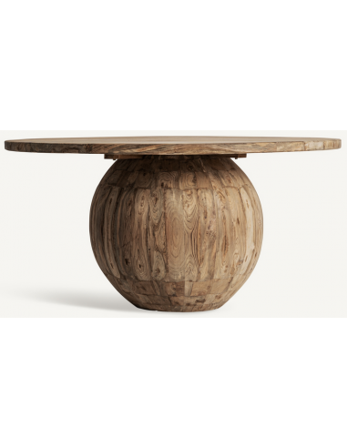 Rundt spisebord i genanvendt jernbanetræ Ø150 cm - Rustik natur