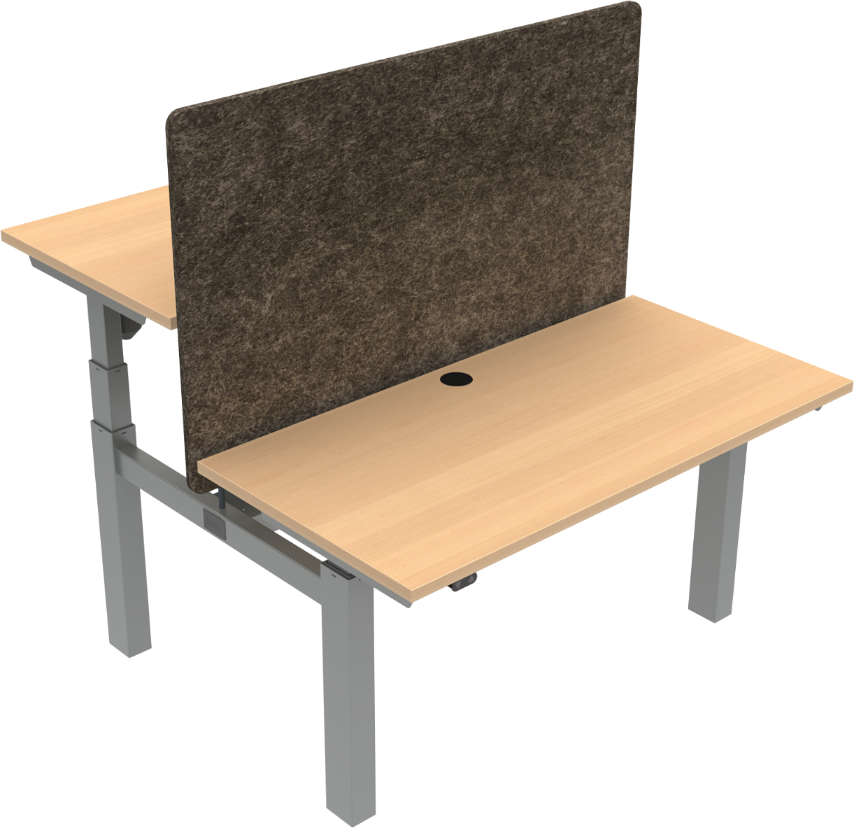 Dobbelt hæve-/sænkebord ZenNord OmniLift 65-125 cm ergonomisk skrivebord i bøg natur/sølv Dobbelt hæve-/sænkebord ZenNord OmniLift 65-125 cm ergonomisk skrivebord i bøg natur/sølv