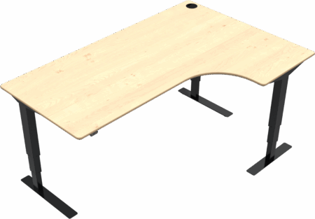 Elektrisk hæve-/sænkebord to-bens L-form ZenNord VersaStand skrivebord natur ahorn/sort 180x120 cm