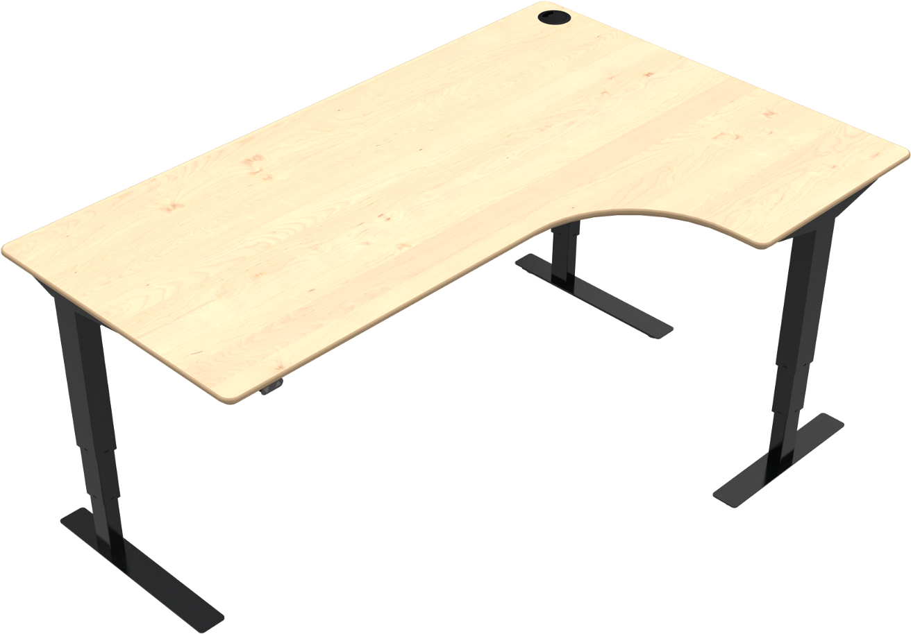 Elektrisk hæve-/sænkebord to-bens L-form ZenNord VersaStand skrivebord natur ahorn/sort 180x120 cm Elektrisk hæve-/sænkebord to-bens L-form ZenNord VersaStand skrivebord natur ahorn/sort 180x120 cm