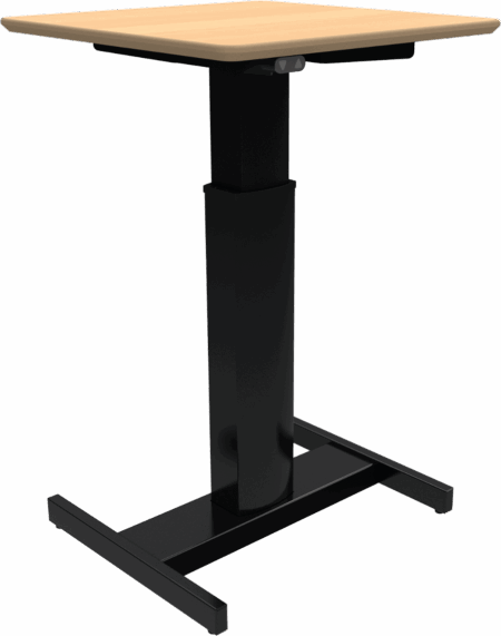 Enkeltben hæve-/sænkebord højdejusterbart skrivebord ZenNord FluidForm 68-120 cm 60x60 cm natur/sort med hjul og batteri
