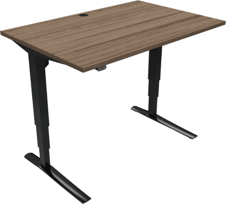 Firkantet to-bens hæve-/sænkebord skrivebord ZenNord Rise&Rest 501-43 120x80 cm valnød/sort
