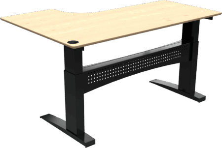 Hæve-/sænkebord L-form ZenNord FlexDesk sit-stand skrivebord ahorn/sort 180x120 cm