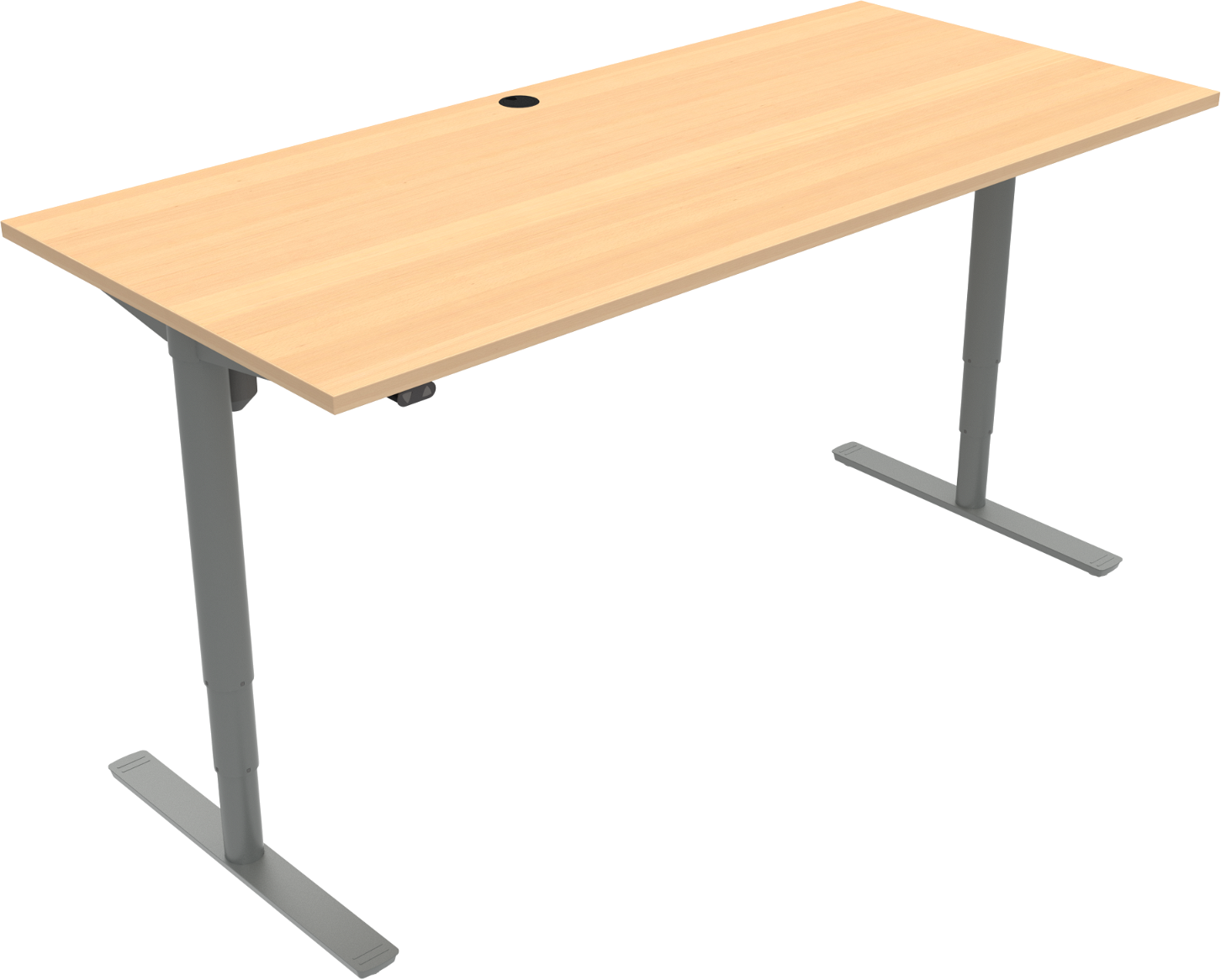 Hæve-/sænkebord ZenNord ComfortZone højdejusterbart skrivebord 2-bens firkantet bøg/sølv 180x80 cm Hæve-/sænkebord ZenNord ComfortZone højdejusterbart skrivebord 2-bens firkantet bøg/sølv 180x80 cm