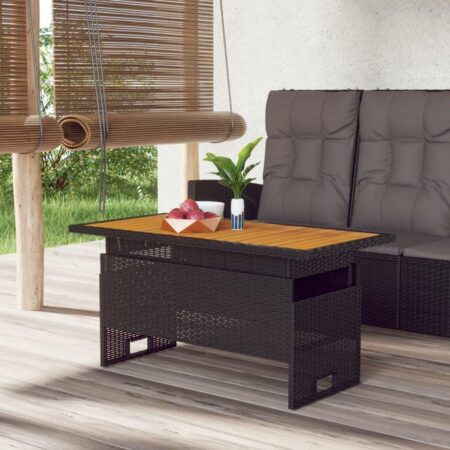 Havebord 100x50x43/63 cm massivt akacietræ og polyrattan
