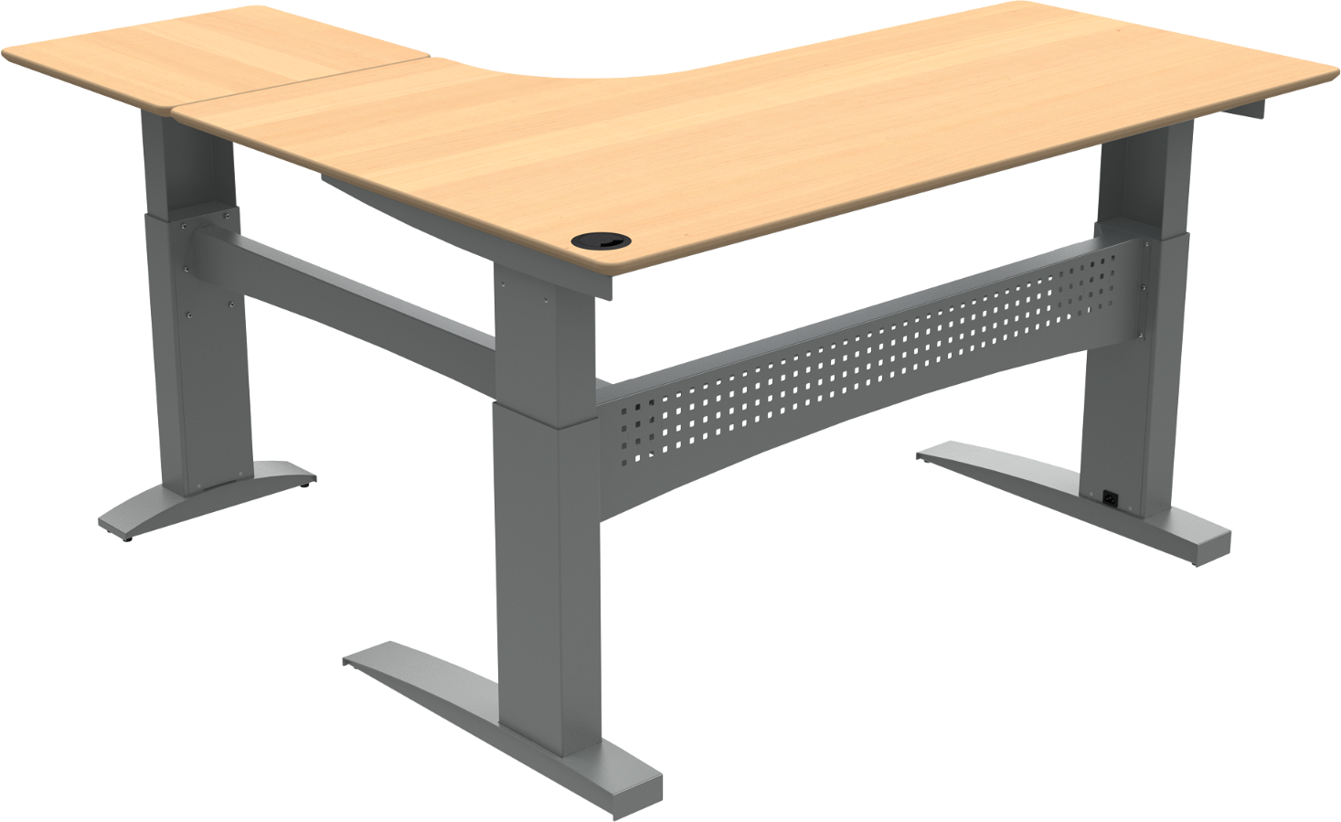 L-formet hæve-/sænkebord ZenNord FlexDesk tre-benet el-justerbart ergonomisk skrivebord natur/sølv 180x180 cm L-formet hæve-/sænkebord ZenNord FlexDesk tre-benet el-justerbart ergonomisk skrivebord natur/sølv 180x180 cm