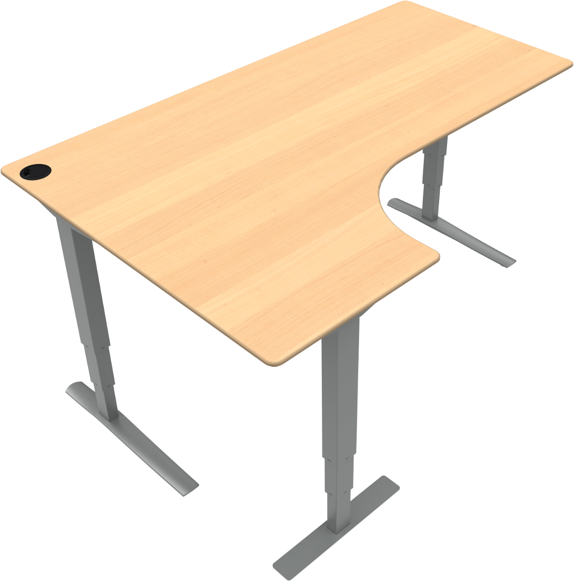 L-formet to-bens hæve-/sænkebord ZenNord Rise&Rest venstrevendt sit-stand skrivebord naturbøg/sølv H65-125 cm L-formet to-bens hæve-/sænkebord ZenNord Rise&Rest venstrevendt sit-stand skrivebord naturbøg/sølv H65-125 cm