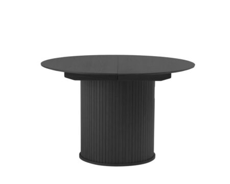 Nola Rundt Spisebord, Sort, Ø120-167x75 cm, Udvideligt