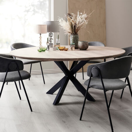 Rundt Spisebord i Massiv Eg | Model Boston På Opus Base | Ø150 / Hvid Olie
