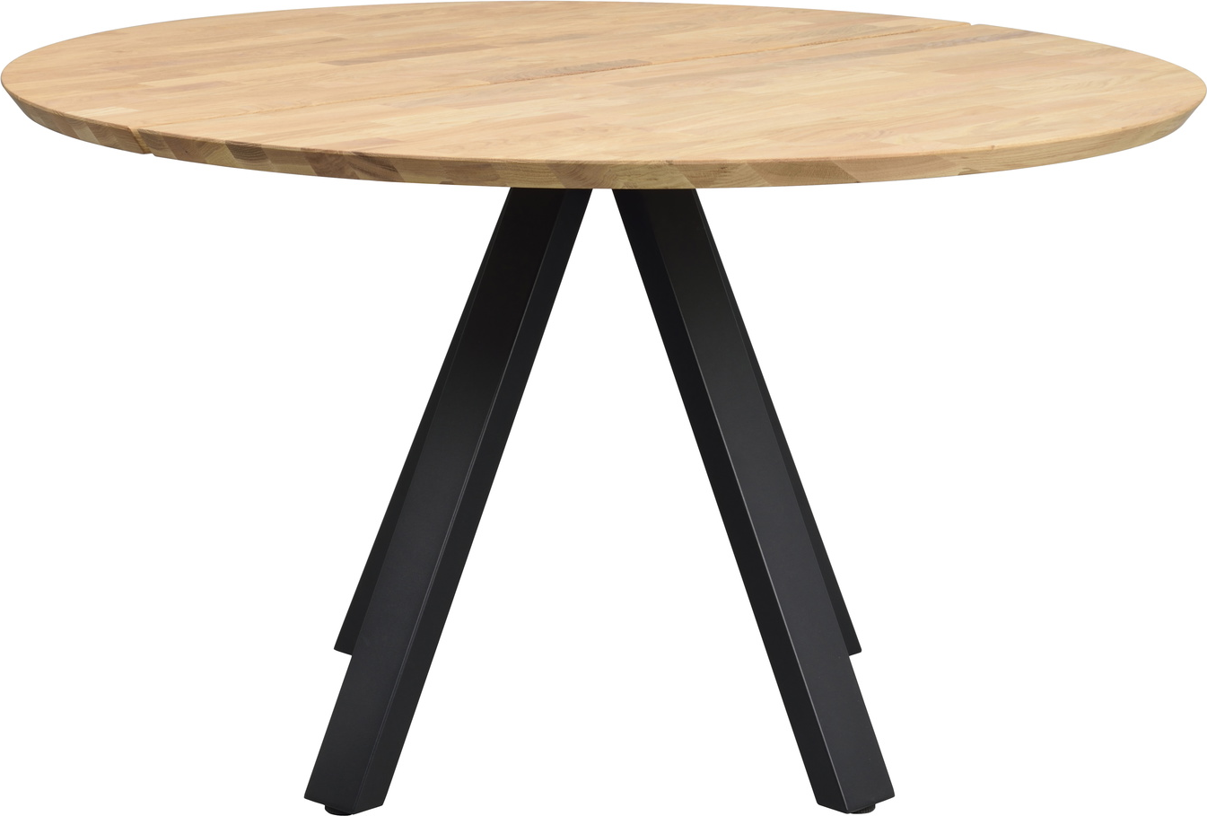 Rundt spisebord Rowico Carradale Ø130 cm massiv egetræ med sort metalstel Rundt spisebord Rowico Carradale Ø130 cm massiv egetræ med sort metalstel