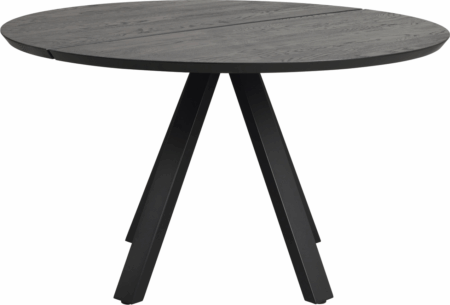 Rundt spisebord Rowico Carradale Ø130 cm sort massiv eg & pulverlakerede metalben